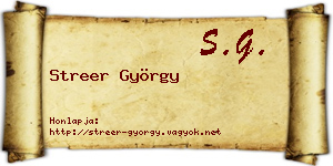 Streer György névjegykártya